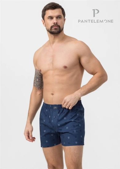 Трусы мужские семейные для больших мужчин Pantelemone PMBB-433, клетка темно-синяя