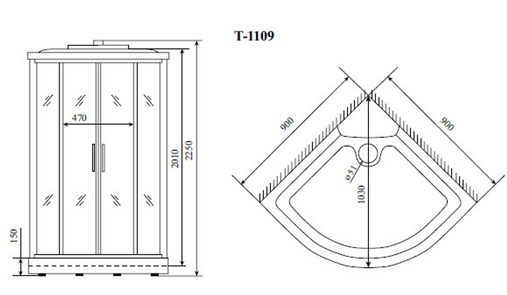 Душевая кабина Timo Standart 90*90*220  (T-1109)