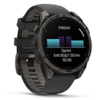 Умные часы Garmin Fenix 8, 47 мм, AMOLED, Sapphire Carbon Gray DLC Titanium with Black/Pebble Gray Silicone Band