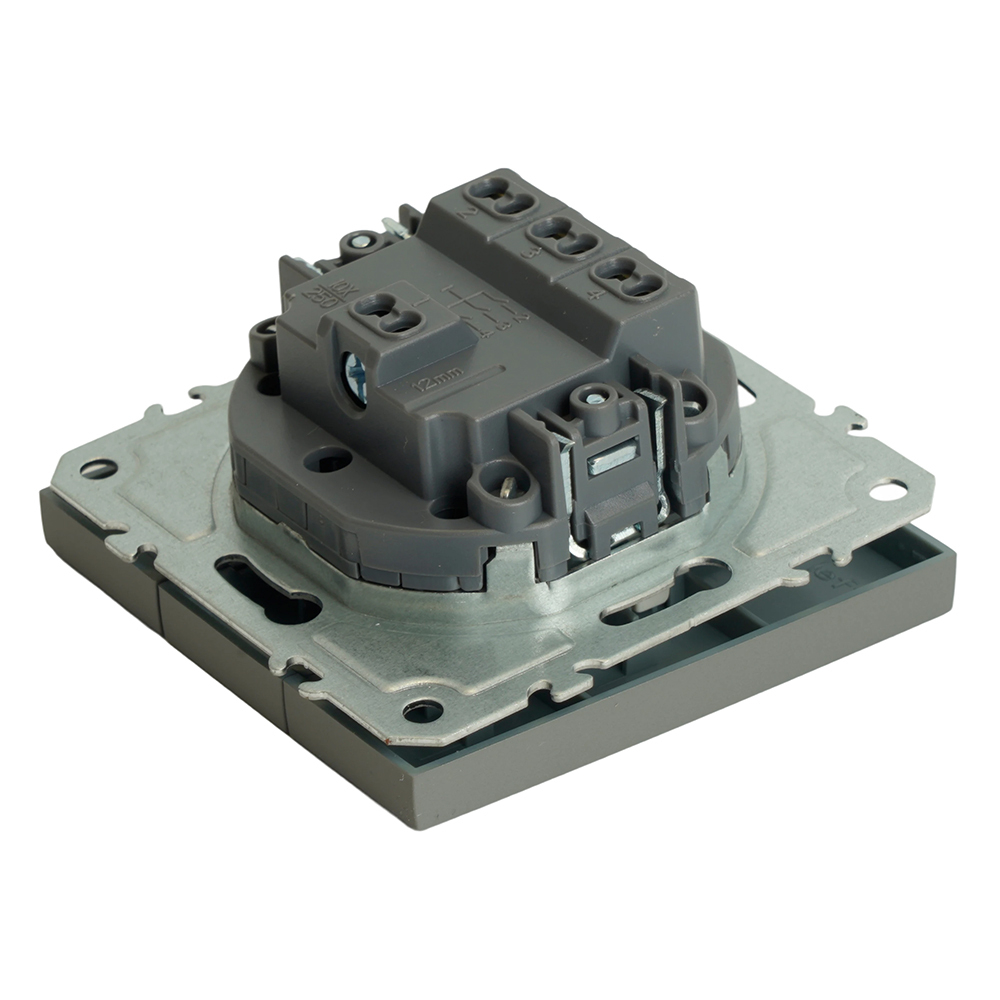 Выключатель 3-клавишный (механизм), STEKKER, 250В, 10А, серия Эмили, RSW10-5108-10, платиново-серый, soft touch 49948