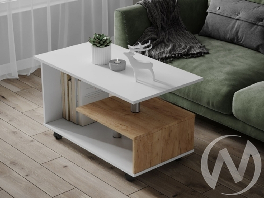 Стол журнальный Консул-5 (белый/дуб крафт золотой)