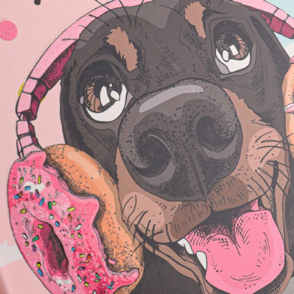 Записная книжка А5, Проф-Пресс, 7БЦ, линия, глитер, 80 л., "Дружелюбный песик-1"