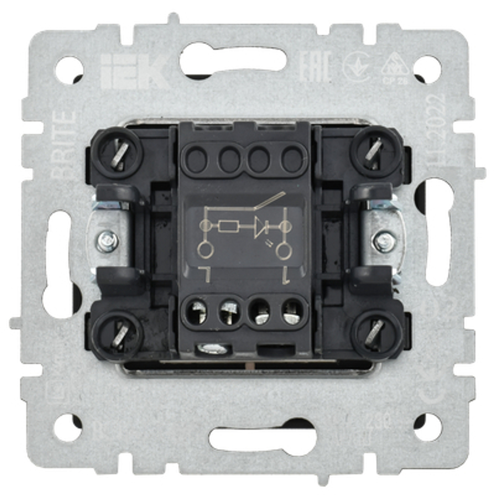 BRITE Выключатель 1-клавишный с индикацией 10А ВС10-1-1-БрШ шампань IEK