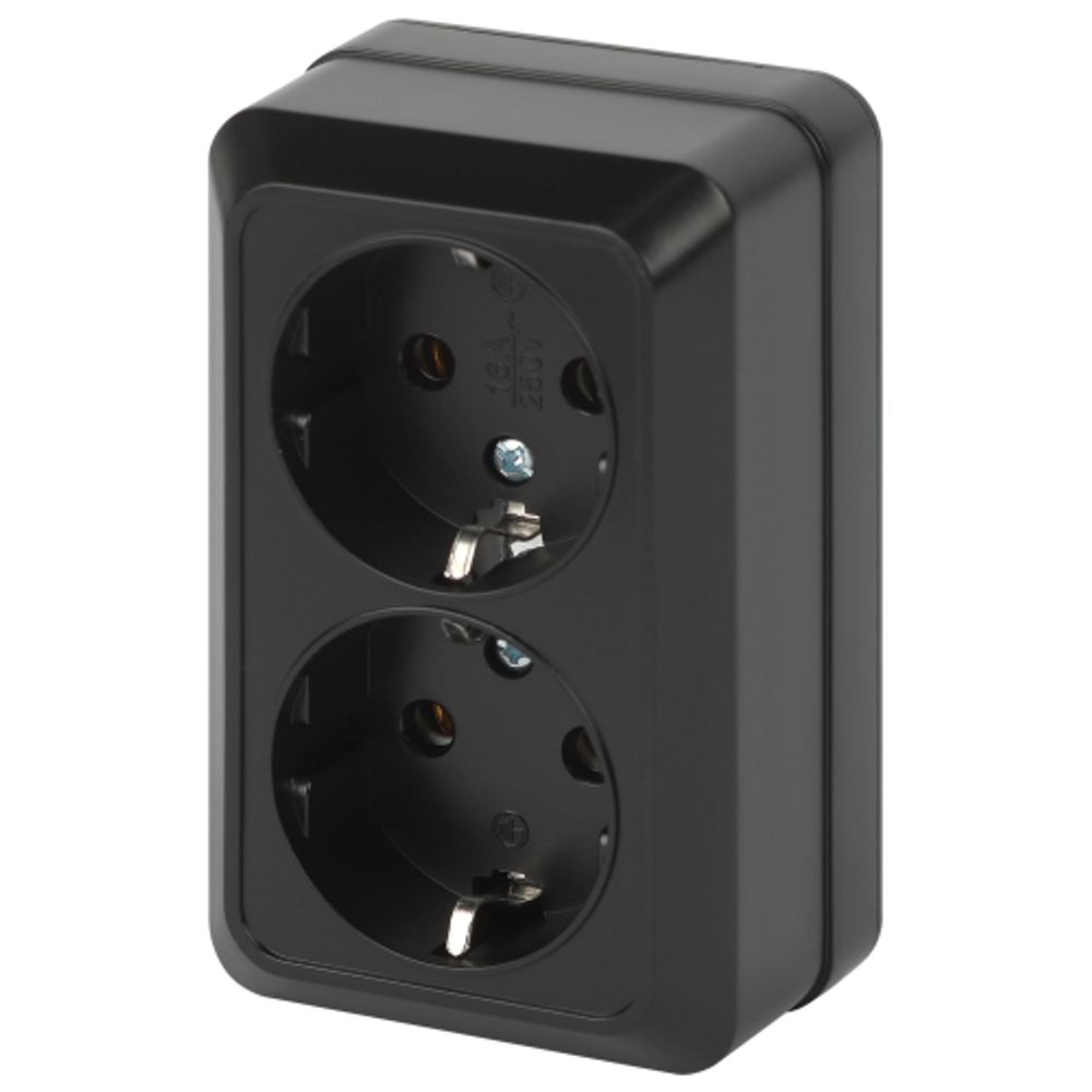 Розетка Intro Quadro 2-204-05 двойная с заземлением 2х2P+E Schuko 16А-250В IP20 ОУ антрацит