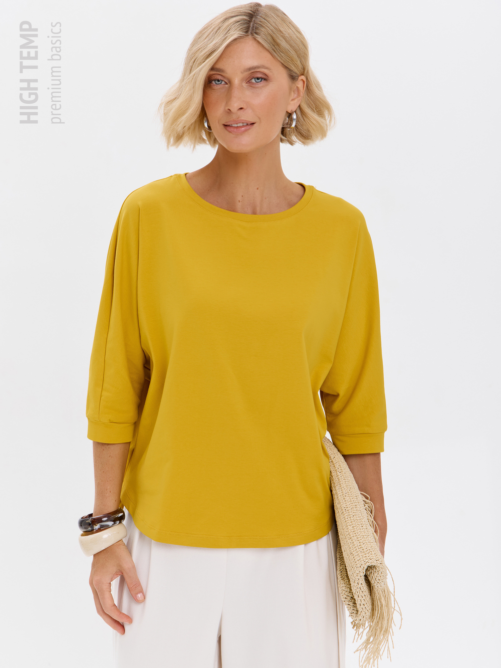 Свободная футболка летучая мышь с рукавом 3/4