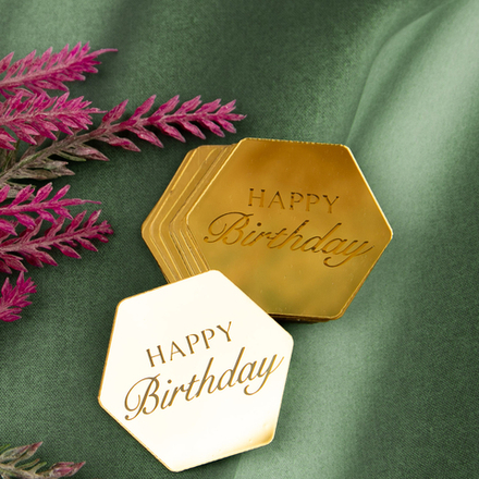 Декор акриловый фигурный "Happy Birthday" (5 шт)