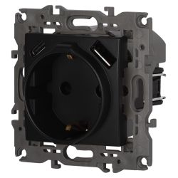 Розетка ЭРА Elegance 14-4108-05 2P+E 16A-250В со шторками с USB type-A+C 5В-3А антрацит