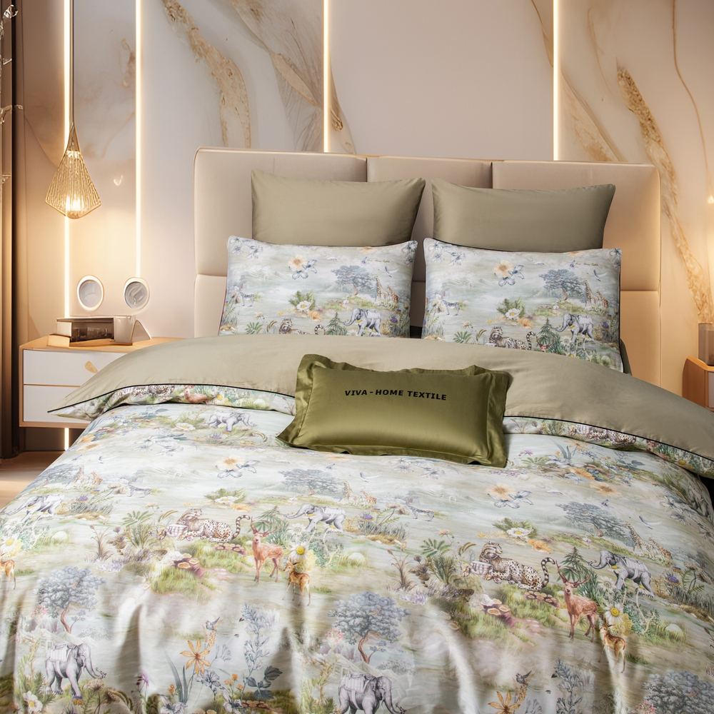 КПБ Сатин Премиум на резинке CPAR055, Евро, 4 наволочки, простынь 140*200*30