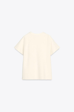 ZARA ТОЛСТОВКА ИЗ МЯГКОЙ ТКАНИ С ЭФФЕКТОМ ПОТЕРТОСТИ И НАДПИСЬЮ, ЭКРЮ