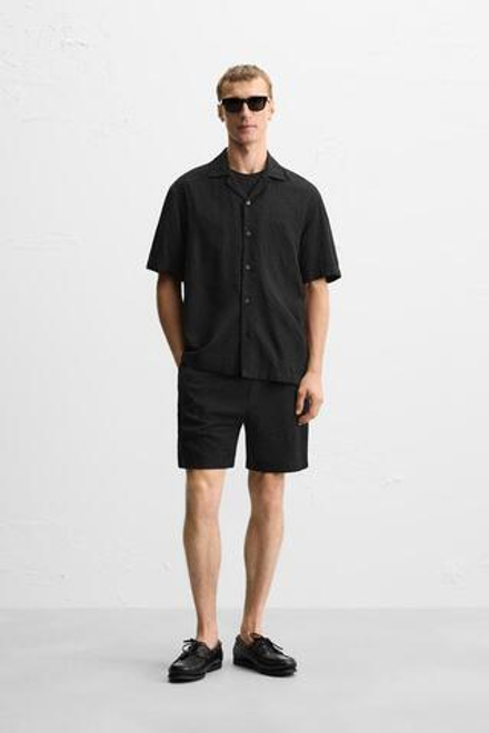 ZARA БЕРМУДЫ С ГЕОМЕТРИЧЕСКИМ ЖАККАРДОМ, ЧЕРНЫЙ