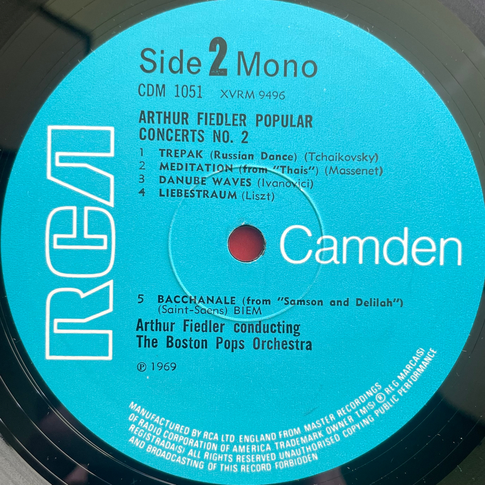 Arthur Fiedler And The Boston Pops Orchestra ‎– Popular Concert No. 2 (Англия 1969г.)
