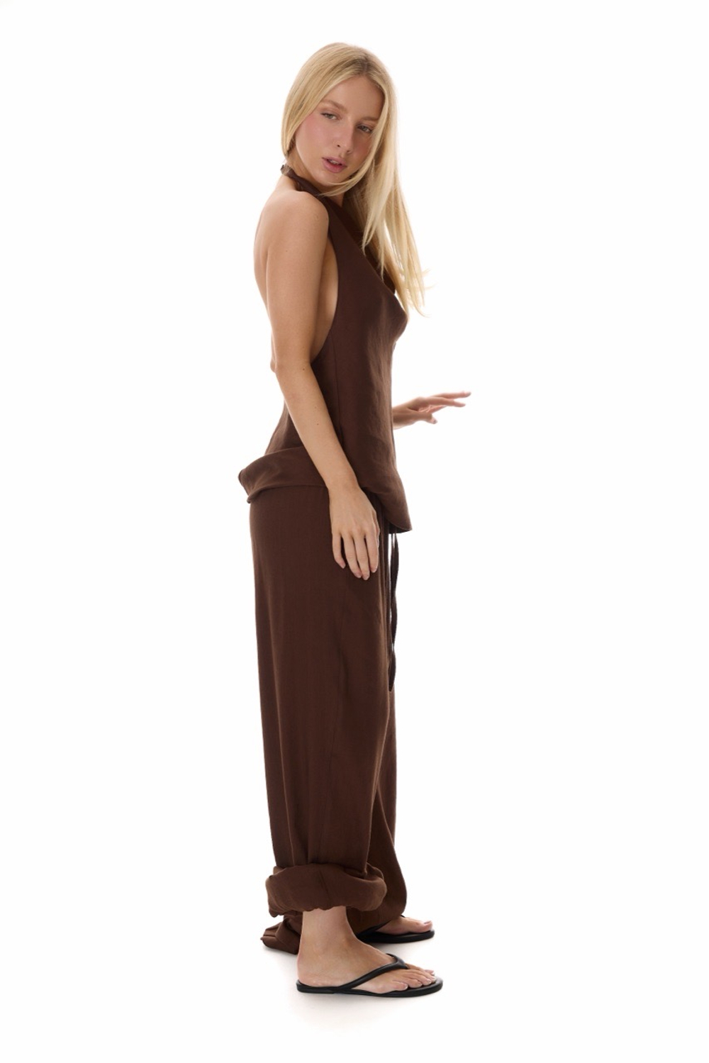 LINEN COFFEE PANTS ESME