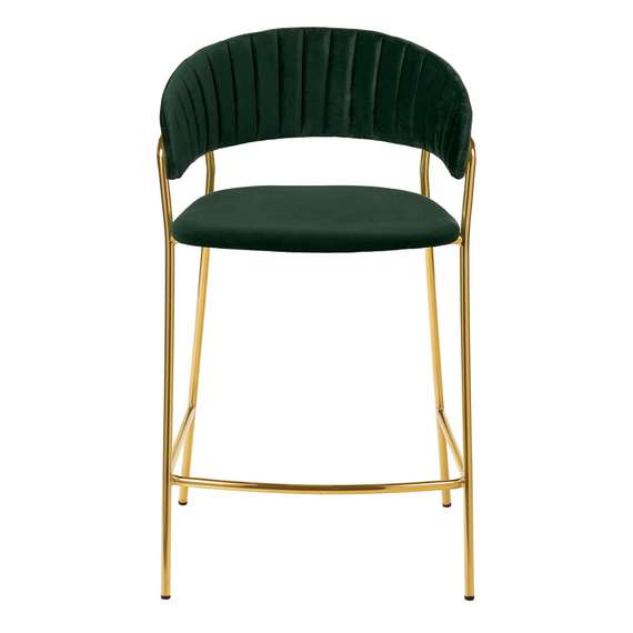 Полубарный стул Turin зеленый велюр с золотыми ножками | Купить в Hallberg.ru