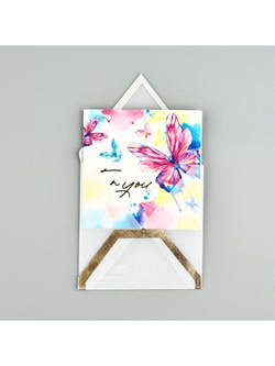 Открытка с конвертом «Бабочки», тиснение, 7 х 7 см