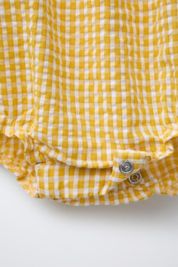ZARA КОМБИНЕЗОН В КЛЕТКУ ВИШИ, ЖЕЛТЫЙ