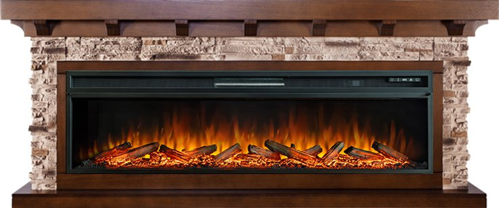 Каминокомплект Chalet 60 - Темный дуб с очагом Vision 60 LOG LED