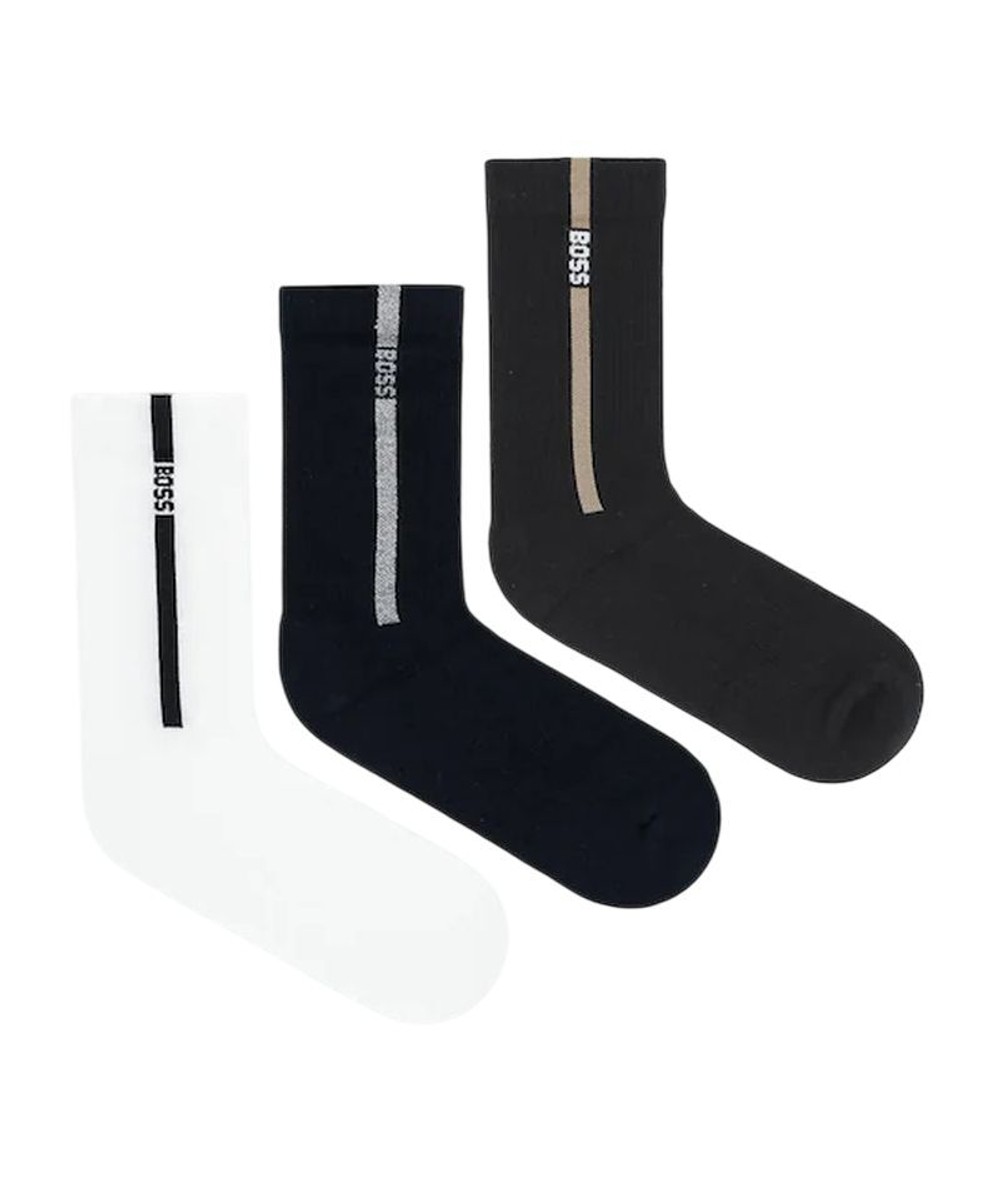 Теннисные носки BOSS Ribbed Lurex 3P - white/black