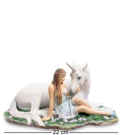 Veronese WS-265 Статуэтка Девушка и Единорог «Чистое сердце»