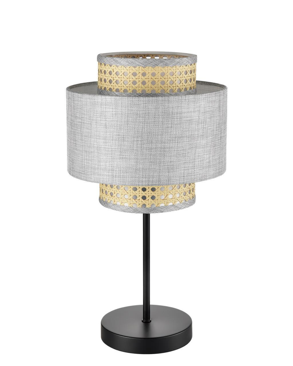 8043/1T MODERNI LN25 266 черный/серый/бежевый, металл/текстиль/ротанг Настольная лампа Е27 1*60W 220V LAUNA