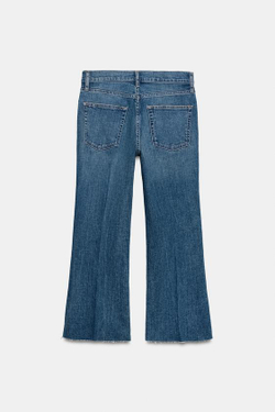 ZARA УКОРОЧЕННЫЕ ДЖИНСЫ-КЛЕШ СО СРЕДНЕЙ ПОСАДКОЙ — ZW COLLECTION, СИНИЙ
