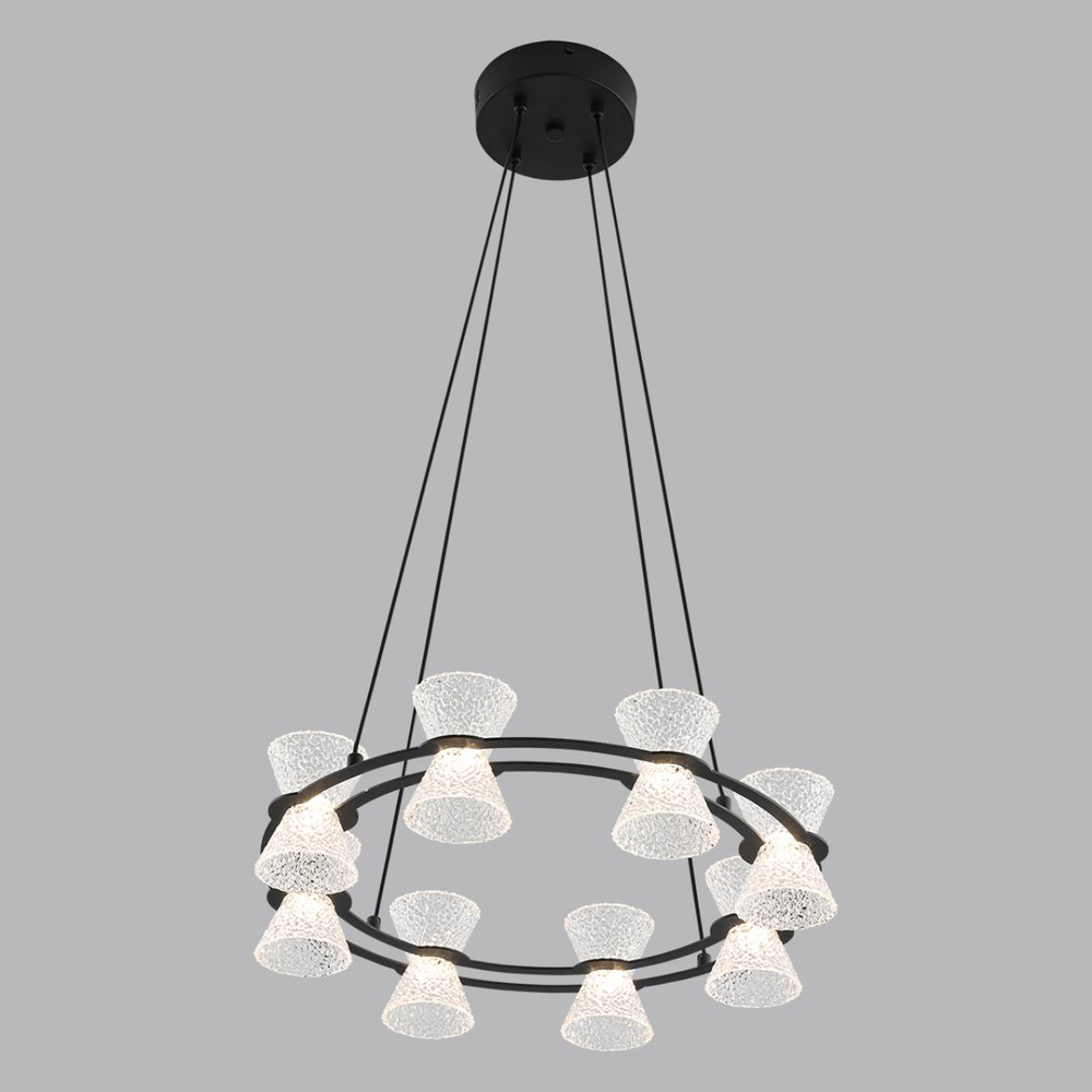 8341/28L LEDIO LN26 228 черный/прозрачный металл/акрил Люстра подвесная LED 28W 3000K 220V VINORA