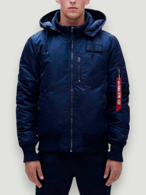 Куртка Бомбер - MA-1 Alpha Hooded Rib (т.синяя - r.blue)