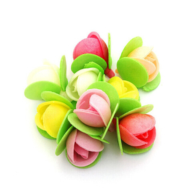 Вафельные пионы на трилистнике микс цветов  - 10 шт.