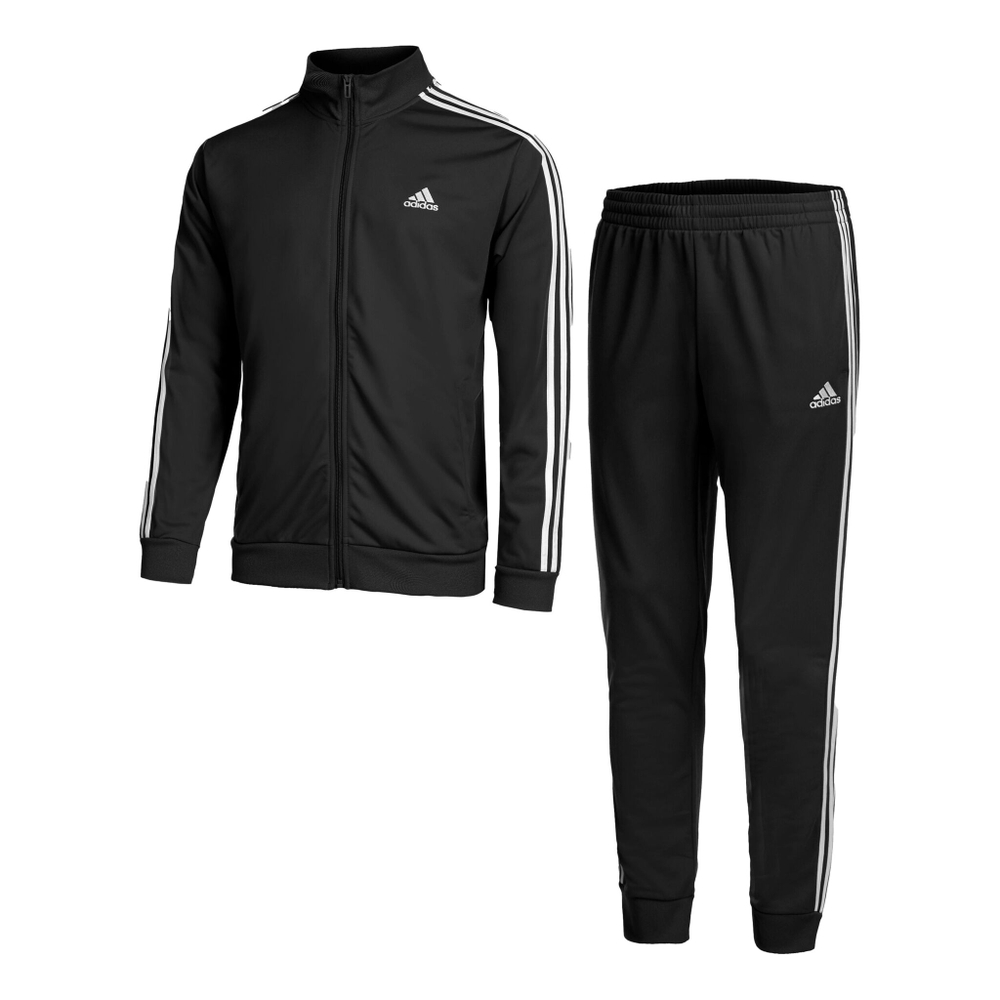 Мужские теннисные Костюмы adidas Sportswear Basic 3-Stripes Tricot Tracksuit Men - Black, White