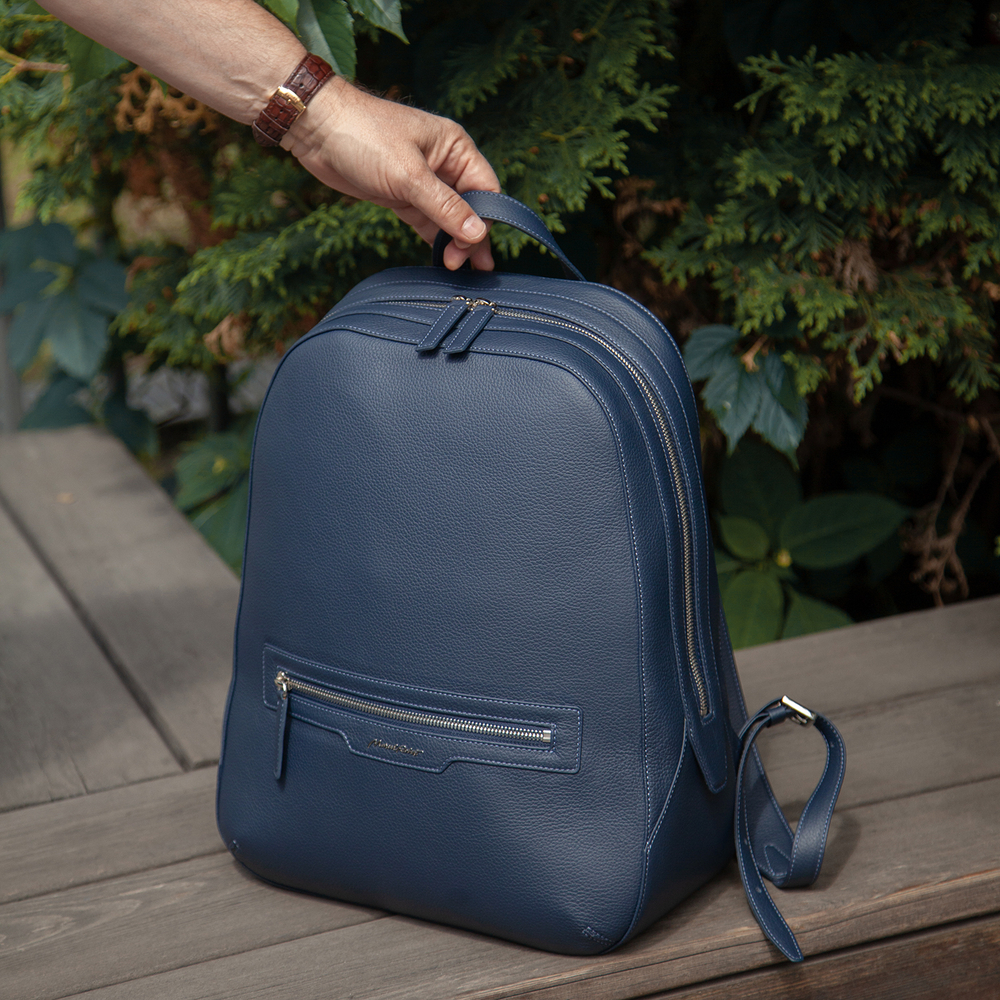 Рюкзак Debussy из кожи теленка, синего цвета