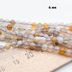 Агат граненый бусины, диаметр около 3,8-4 мм, цена за отрезок 19 см (1/2 нити)