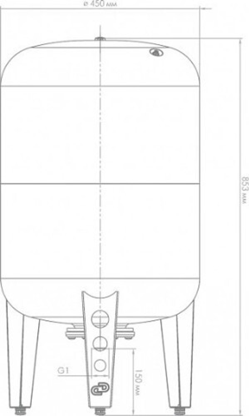 Гидроаккумулятор ДЖИЛЕКС 100ВП вертикальный, с пластиковым фланцем 7106