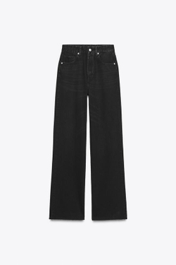 ZARA ДЖИНСЫ TRF WIDE LEG С ВЫСОКОЙ ПОСАДКОЙ, ЧЕРНЫЙ