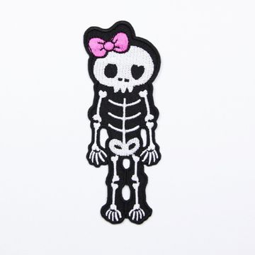 Нашивка Скелет девочка розовый бант