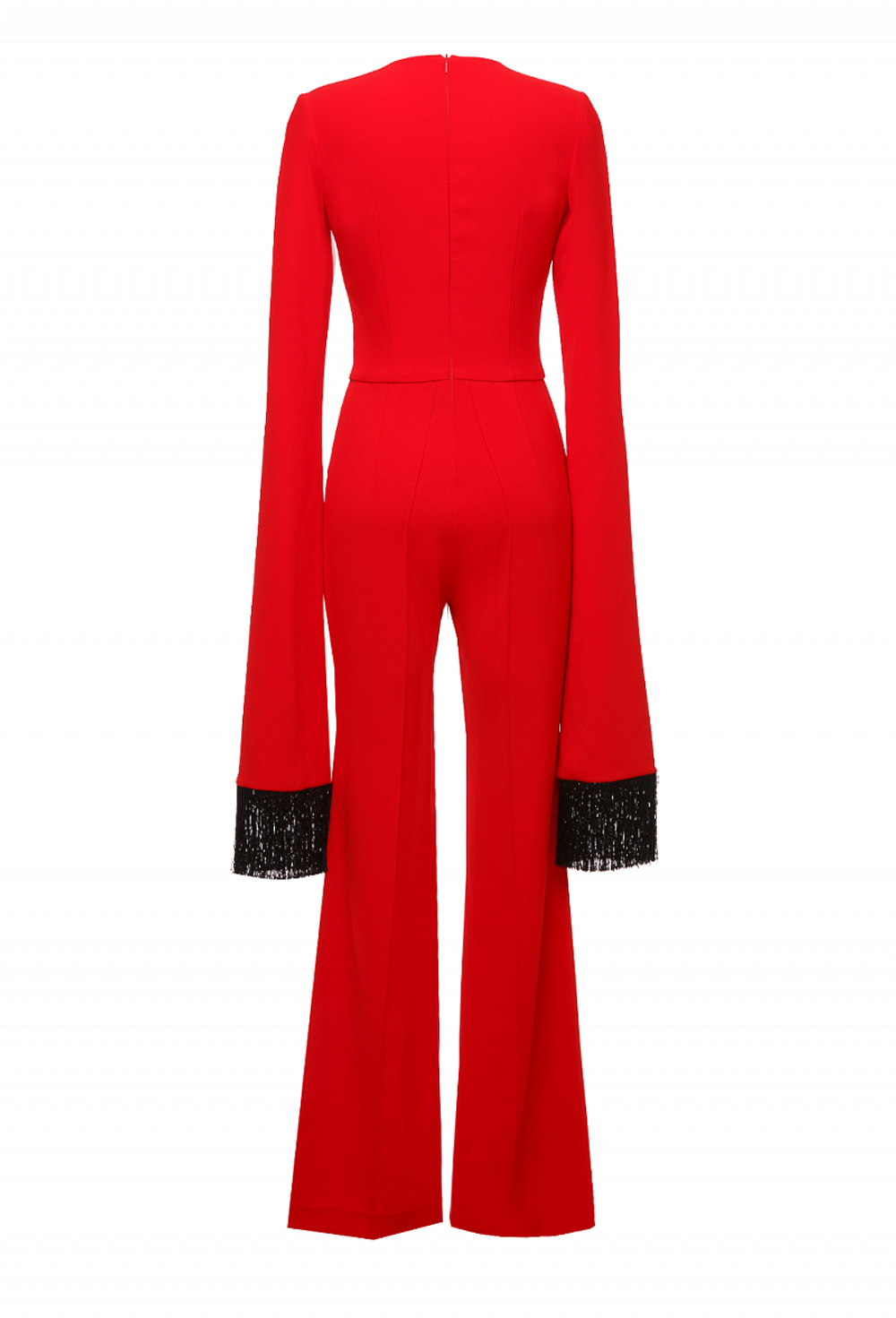 Комбинезон красный с длинными рукавами и бахромой 43-19SS