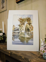 Картина авторская акварельная в паспарту 30х40 см на стену для интерьера "Берег Сетуни. Осень"