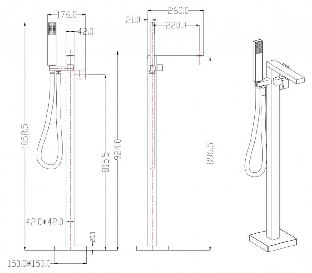 Смеситель напольный Groсenberg GB800 Никель