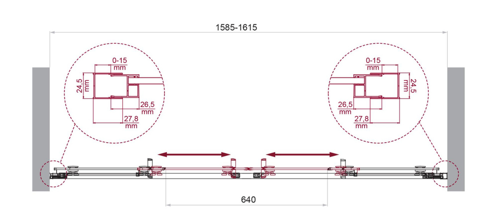 Дверь в проём BelBagno LUCE-BF-2-160-C-Cr