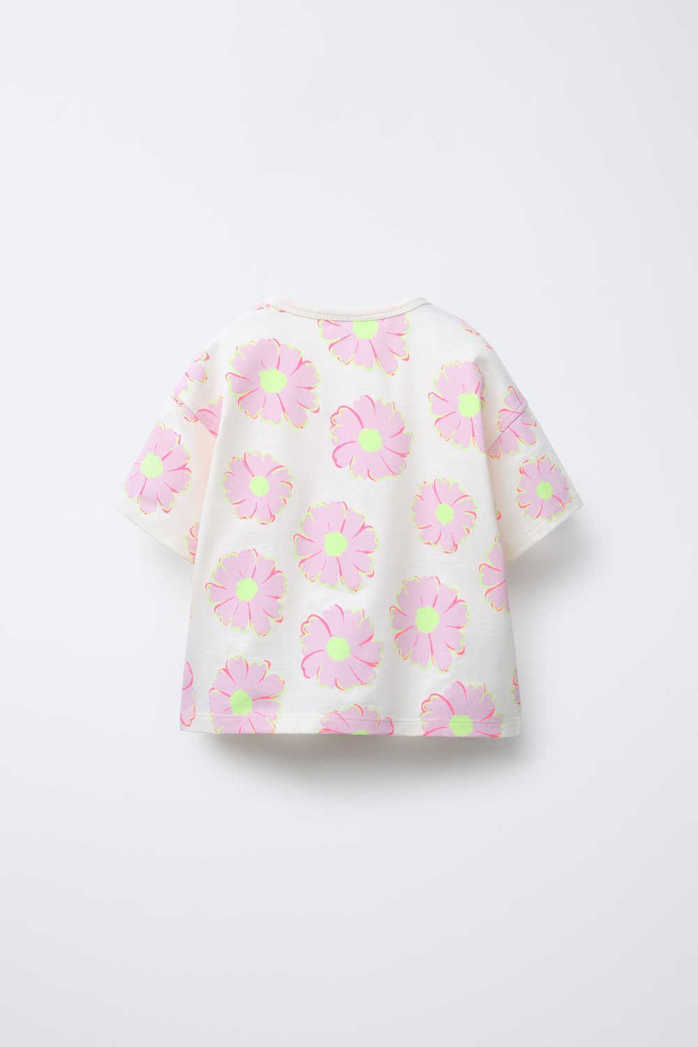 ZARA ФУТБОЛКА С ЦВЕТОЧНЫМ ПРИНТОМ, ЭКРЮ