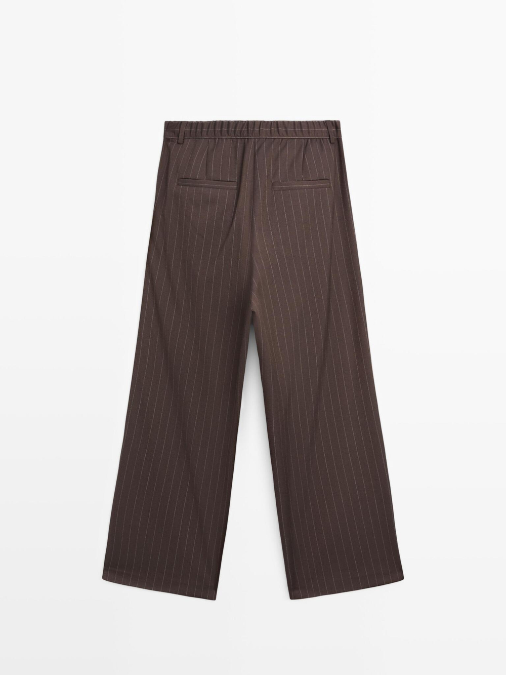 Massimo Dutti Брюки в тонкую полоску с широкими штанинами, шоколадный