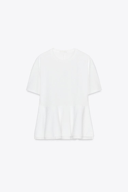 ZARA ФУТБОЛКА С БАСКОЙ, БЕЛЫЙ