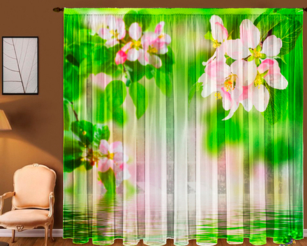 Фото-тюль: Яблоня (арт. L20-0075)  -  (145х270)х2 см.