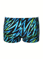 Черные плавки-боксеры с цветными зигзагами (Размер: M) (Цвет: голубой с черным)