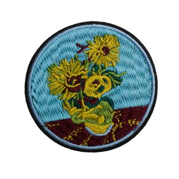 Нашивка термоаппликация на одежду и на рюкзак. Подсолнухи. Ван Гог