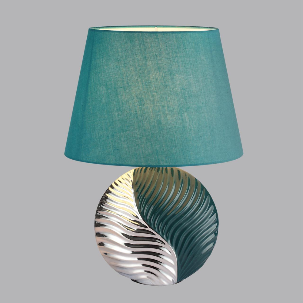 8140/1T MODERNI LN26 491 бирюзовый/серебро, керамика/текстиль Настольная лампа Е27 1*60W 220V TAPALA