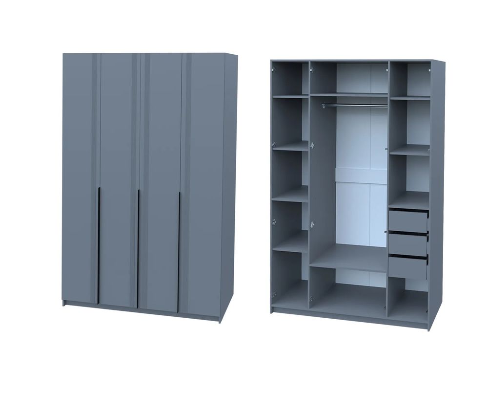 Шкаф 4-х створ. с 3-мя ящиками Ольга-6 серый шифер