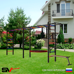 Уличная шведская стенка Sv Sport рукоход х 2 У52700 (Турник/Брусья/Стойка/Скамья/Гнездо 80см)