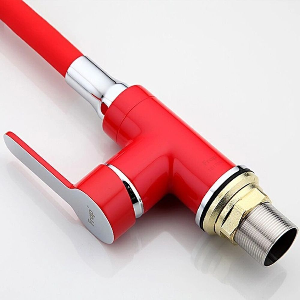 Смеситель для кухни, Frap, гибк излив, с картриджем, красн, F4043