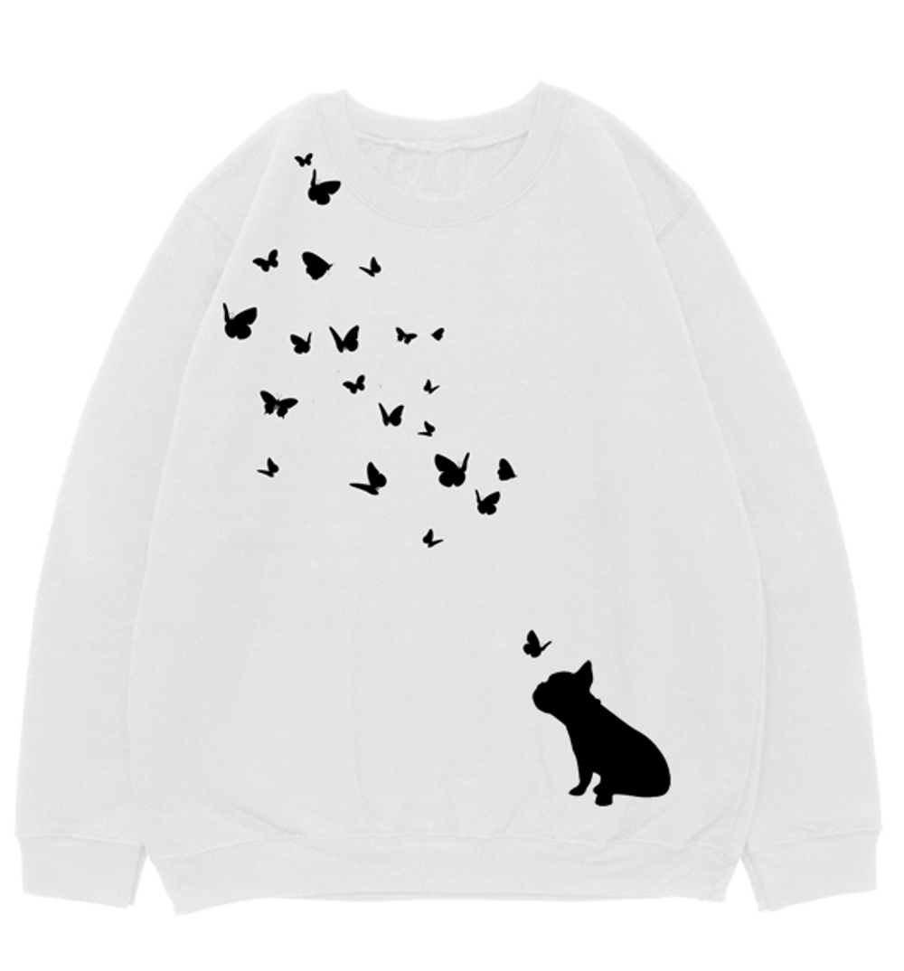 Свитшот "Французский бульдог и бабочки"