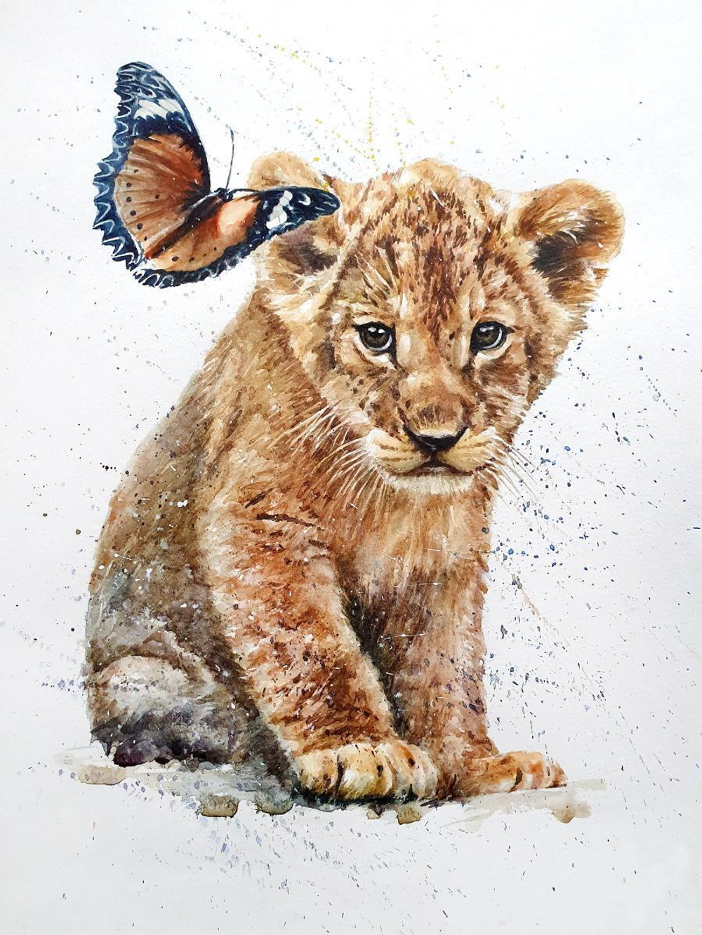 Картина по номерам 22х30см. "Пугливый львёнок" 16цв. (Арт. Х-4030)