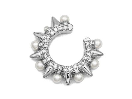 Кафф "Шипы", со стразами и жемчугом